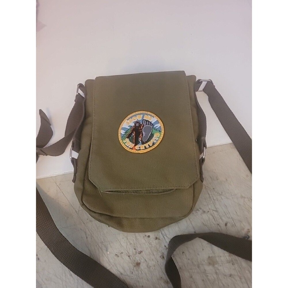 Green Canvas Crossbody Messenger Bag Show Me The Cryptid Bigfoot Satchel Bag